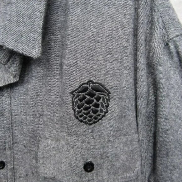 Burnside Gray Flannel Long Sleeve Button Front Shirt XL Embroidered Hops Beer - Picture 4 of 10